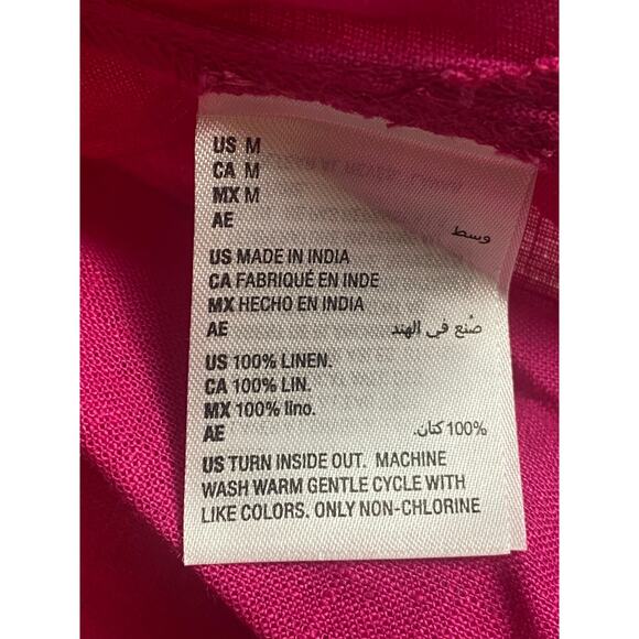 Charter Club Luxury Magenta Linen Beaded Neckline Pintuck Blouse Size Medium - Picture 10 of 10